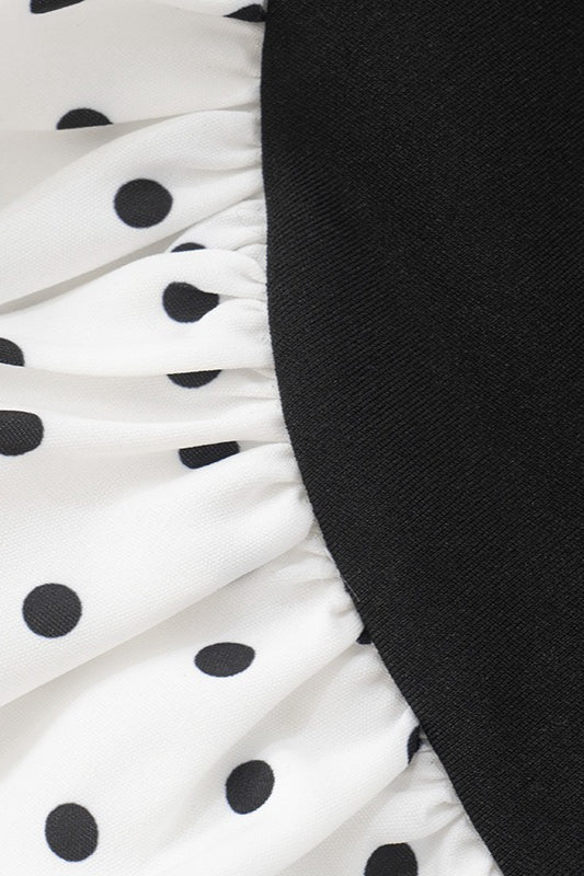 Black Strapless Sweetheart Polka Dot Bodycon Mini Dress