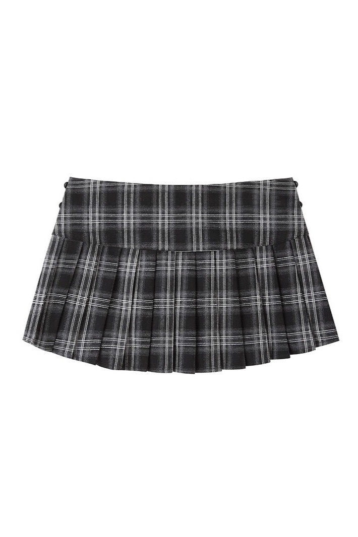 Low Waist Plaid Pleated Mini Skirt