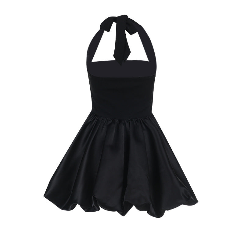 Halter Neck Corset Bubble Hem Mini Dress