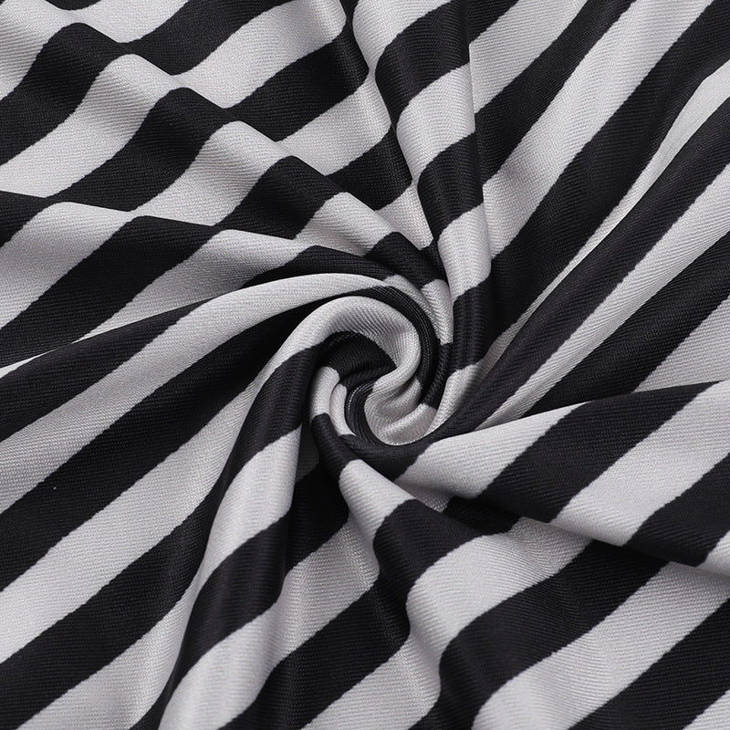 Cowl Neck Spaghetti Strap Chevron Stripe Bodycon Maxi Dress