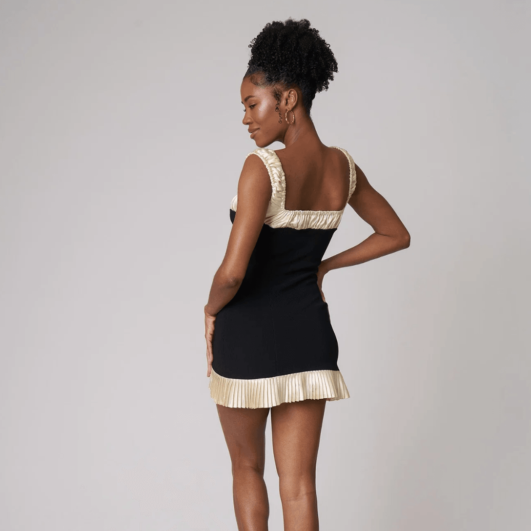 Halter Neck Ruffle Trim Mini Dress