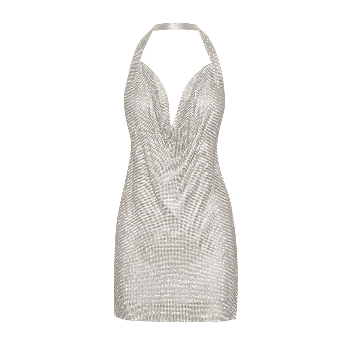 Strapless Rhinestone Mesh Mini Dress
