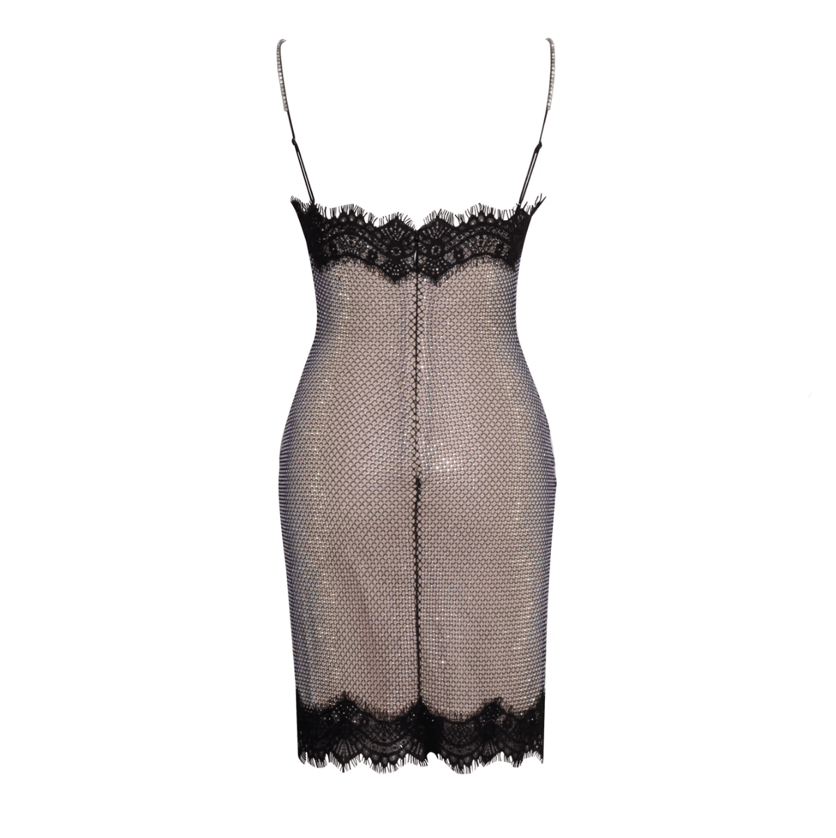 Sweetheart Rhinestone Lace Overlay Mini Dress