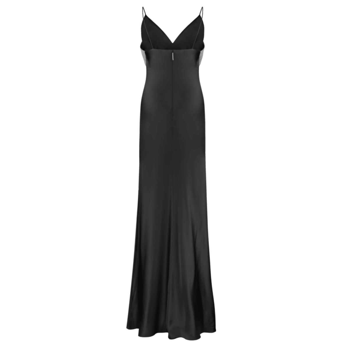 Deep V Neck Crystal Chevron Panel Satin Slip Maxi Dress