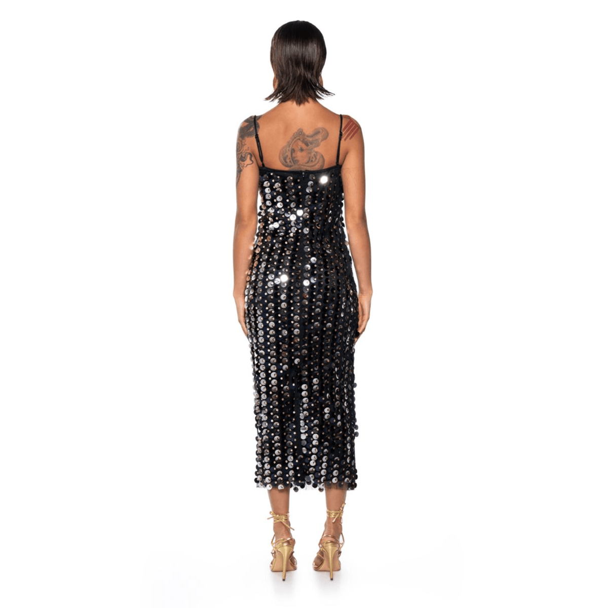 Halter Neck Hologram Sequin Midi Dress