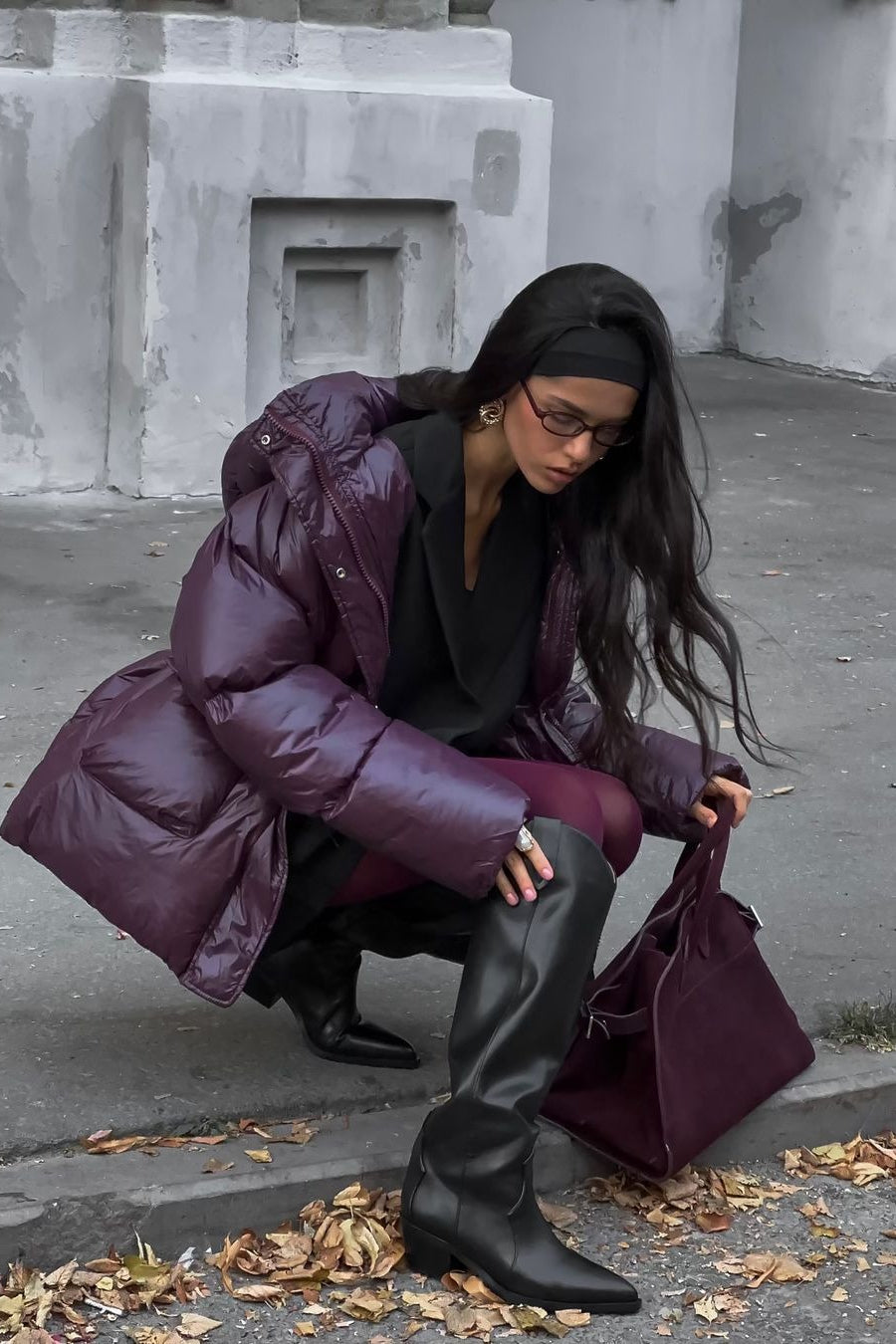 Solid Color Zipped Hooded Puffer Jacket