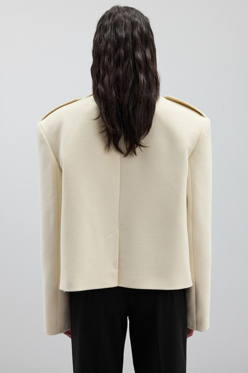 Wool Blend Epaulet Blazer Coat
