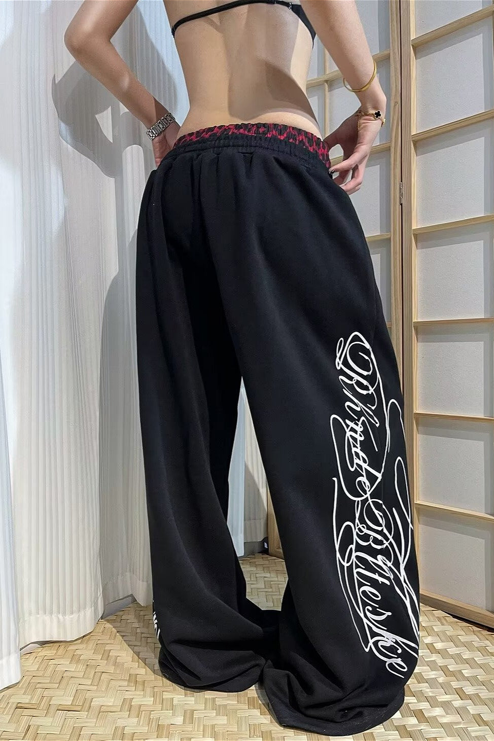 Double Waist Leopard Wide Pants