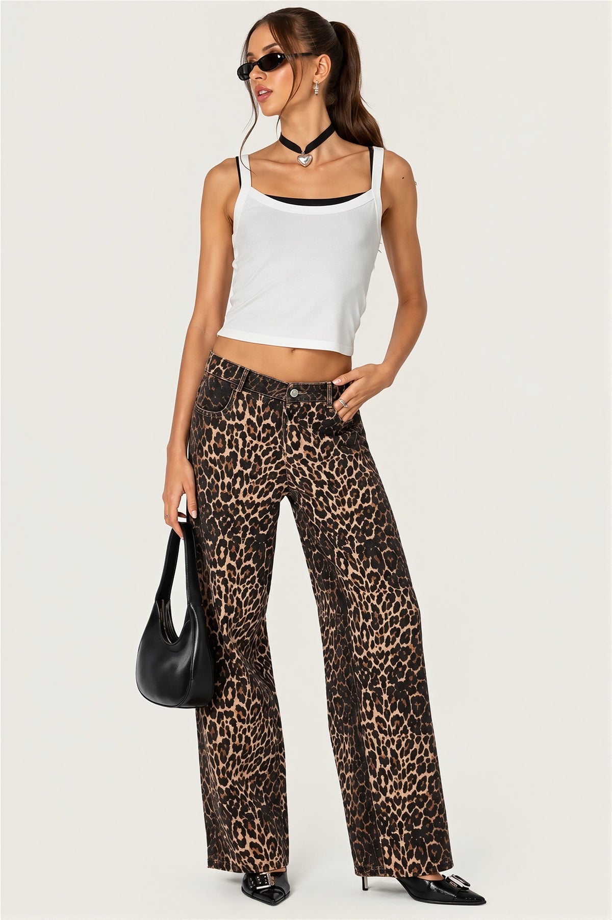 Leopard Print Straight Leg Jeans