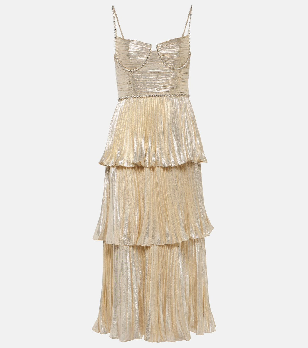 Mock Neck Ruched Tiered Midi Dress