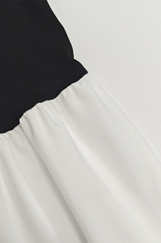 Long Sleeve Diagonal Seam Pleated Tier Maxi Dress