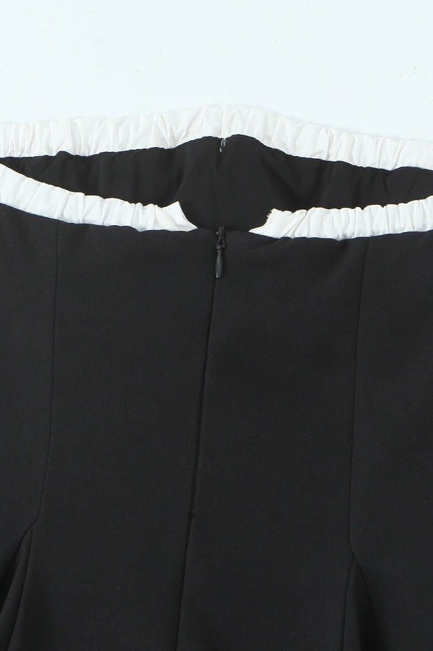 Contrast Bustier Lace-up Back Cocktail Dress