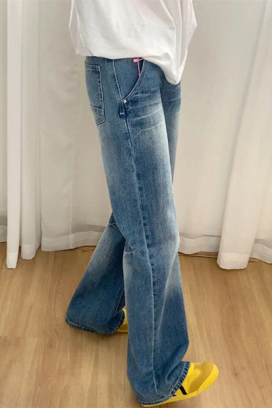 Vintage High Waist Micro Flare Straight Slim Plus Size Jeans