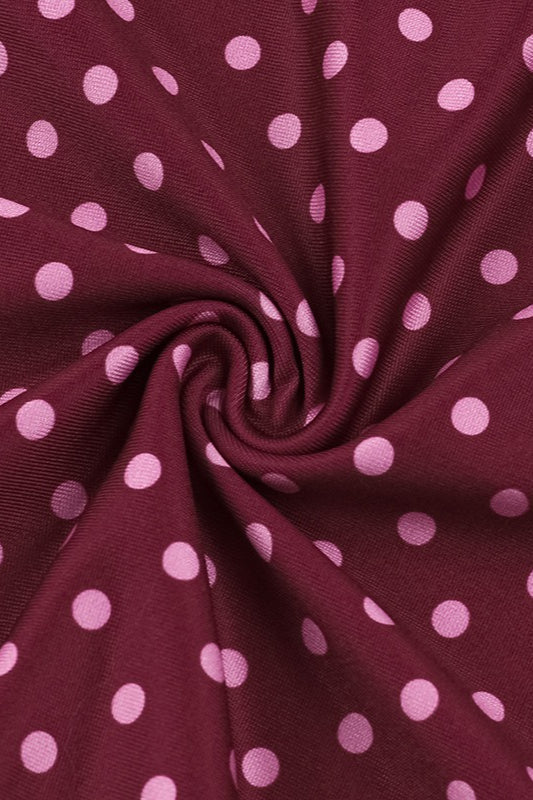 Burgundy Backless Polka Dot Cami Maxi Dress