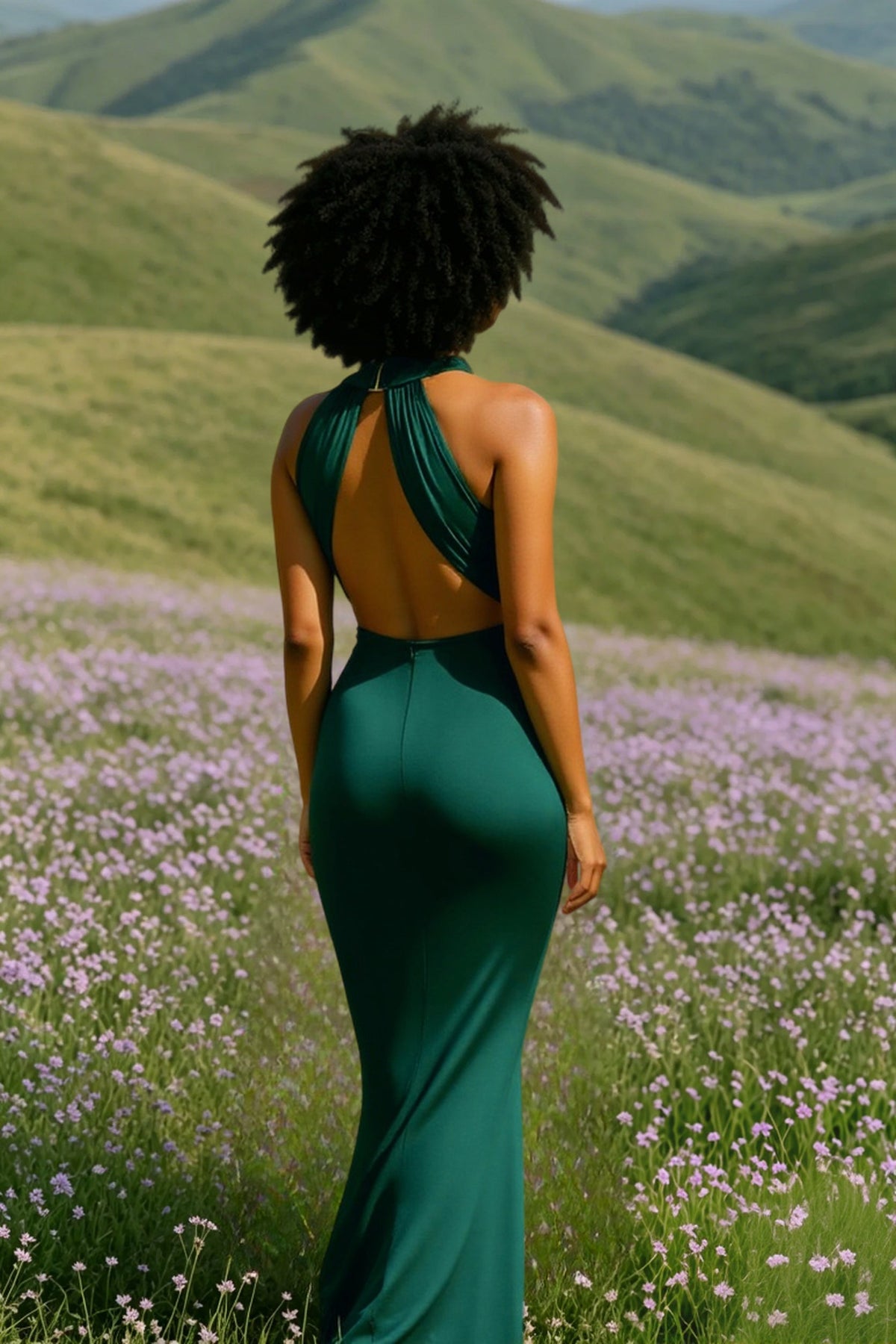 Crossover Halter Neck Keyhole Bodycon Column Maxi Gown