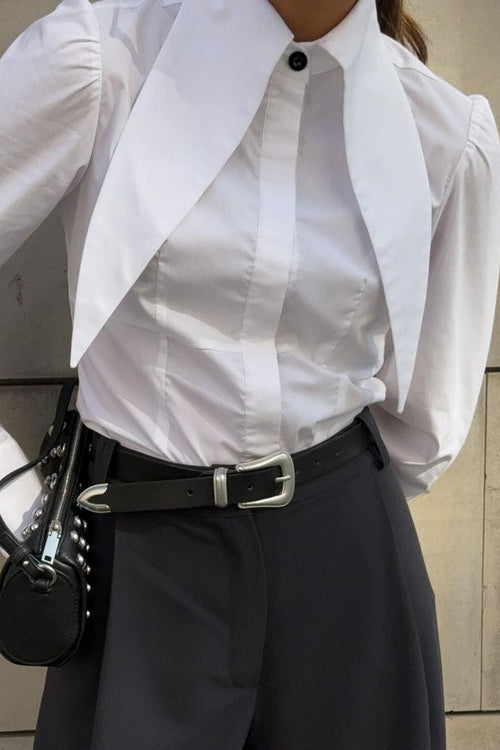Unique Collared Button Front Blouse