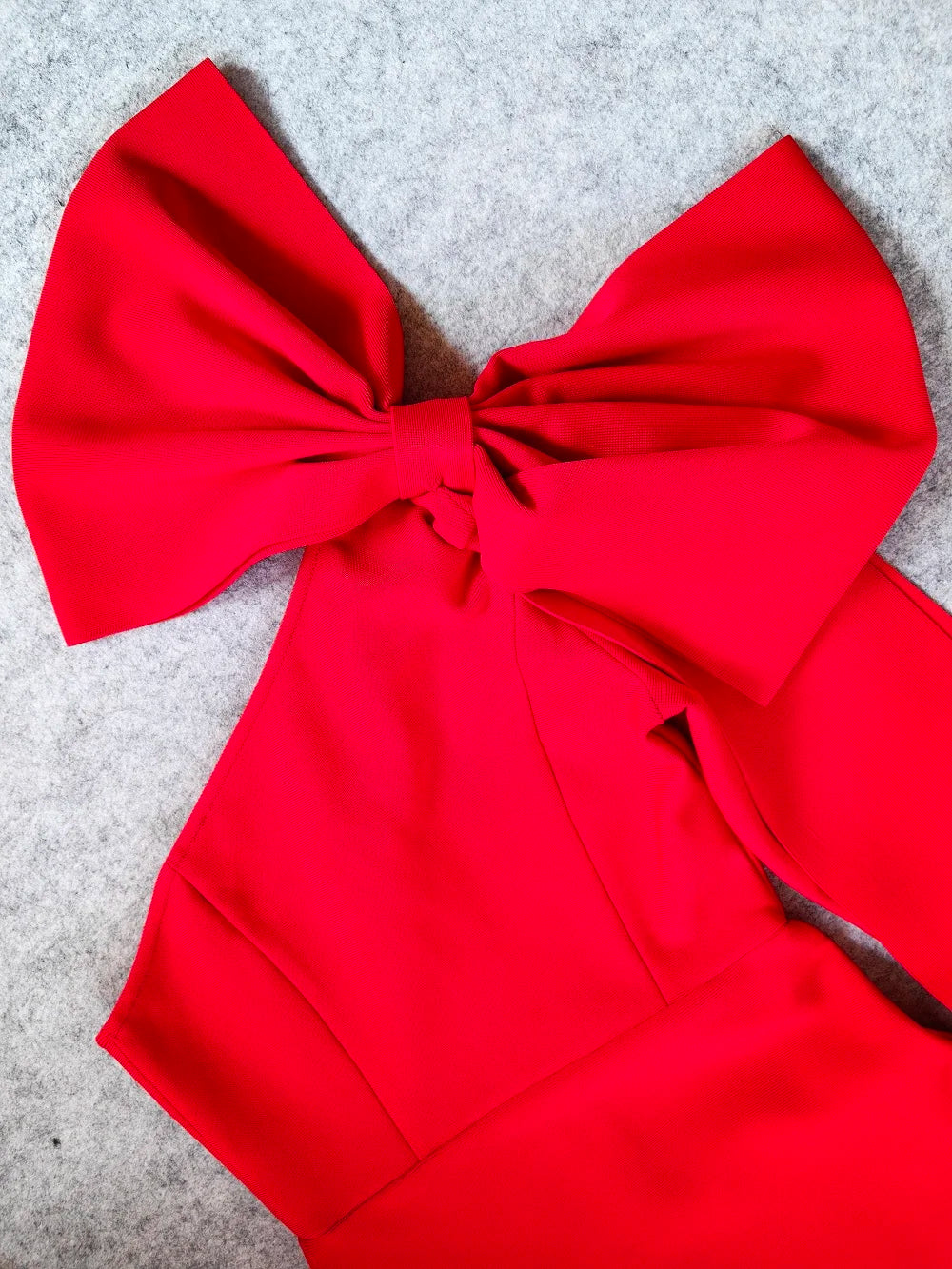 Red Asymmetrical Bandage Evening Dress with Ruffle Split - Bodycon Party Dress