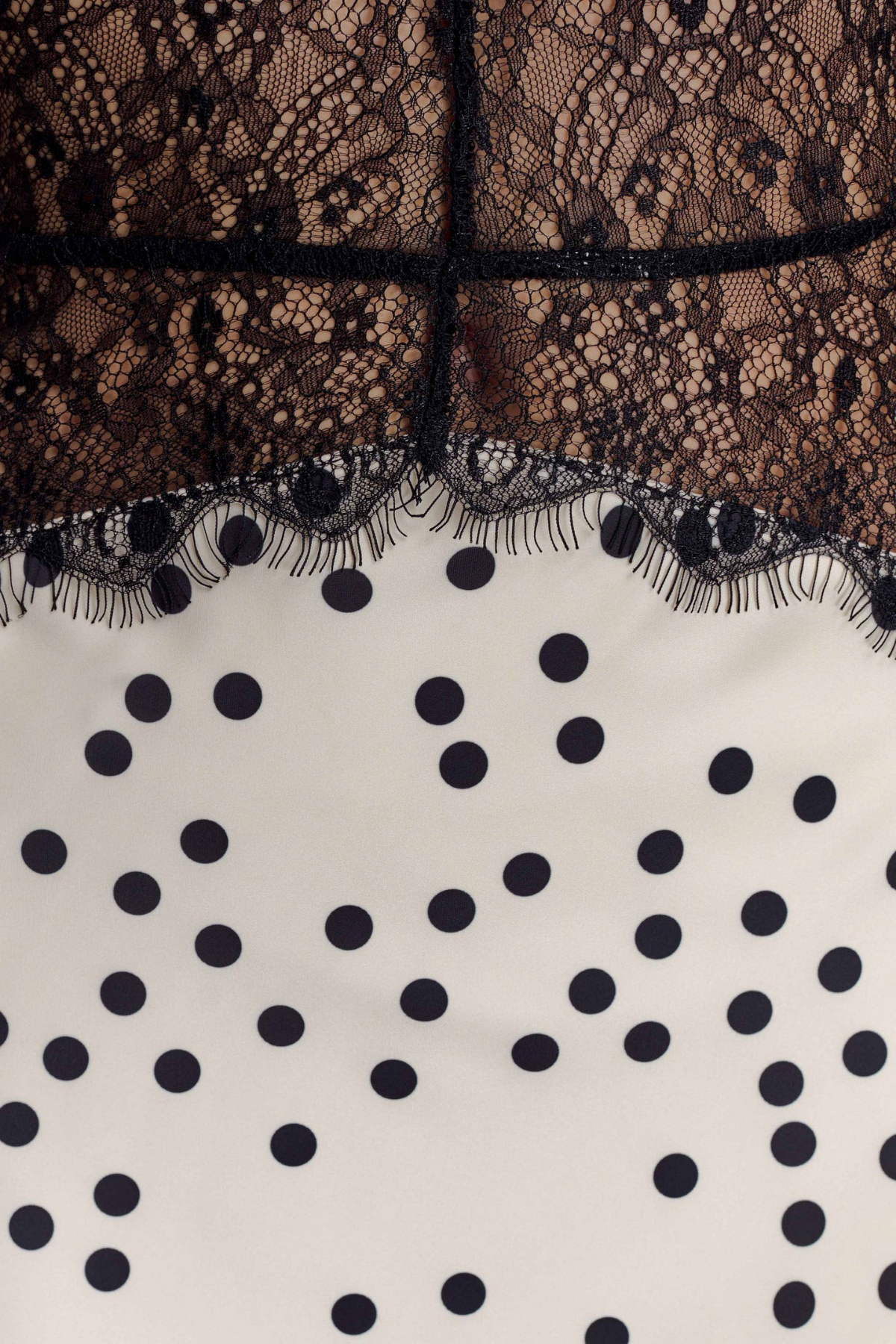 Halter Plunge Polka Dot Lace Waist Maxi Gown