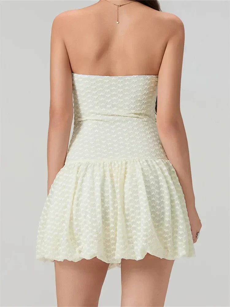 Lace Bow Off-Shoulder Mini Dress