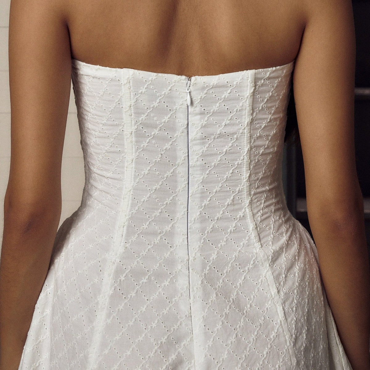 Halter Corset Lace Up Diamond Eyelet Puff Skirt Mini Dress