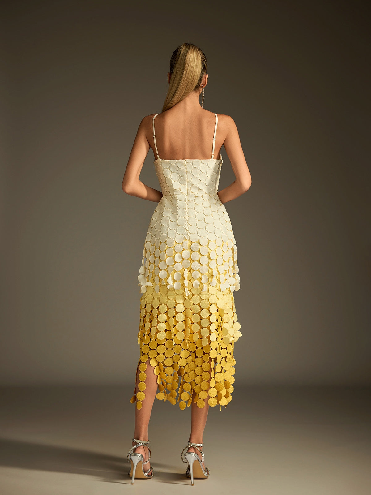 Ombre Spaghetti Strap Cutout Midi Dress