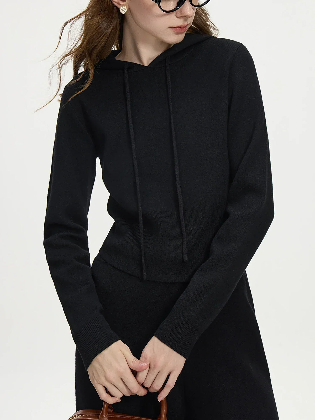 4.1% Wool Short Hooded Chic Knitwear Sweater