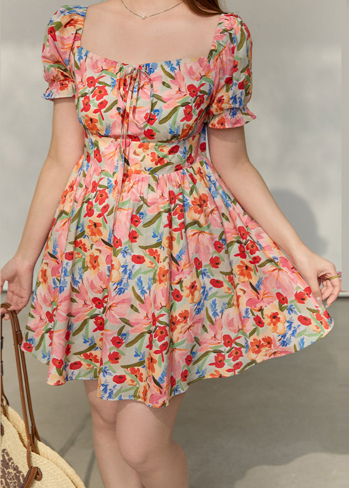 Off Shoulder Puff Sleeve Bubble Hem Floral Mini Dress
