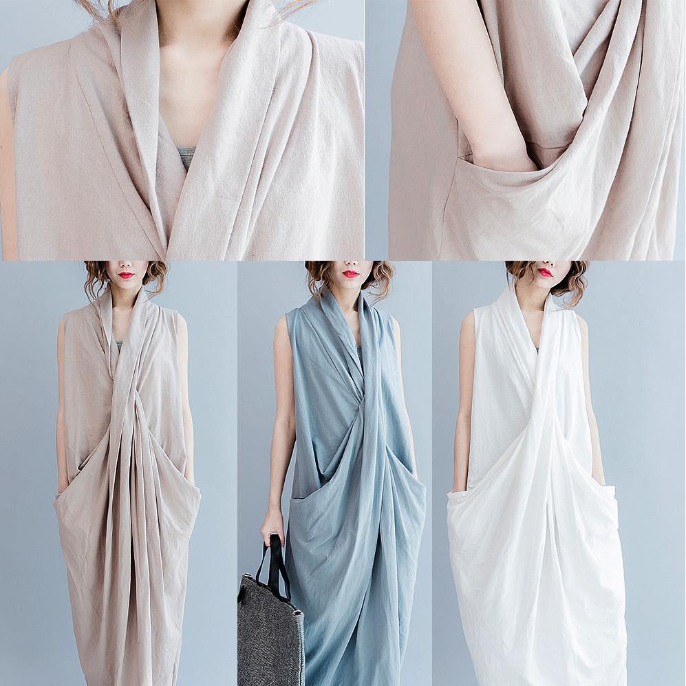 Deep V Neck Twisted Front Draped Pocket Oversized Maxi Dress