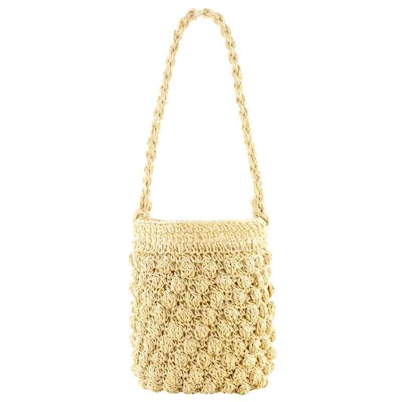 Straw bag female seaside vacation beach bag Bali new small bucket portable fashion woven bag