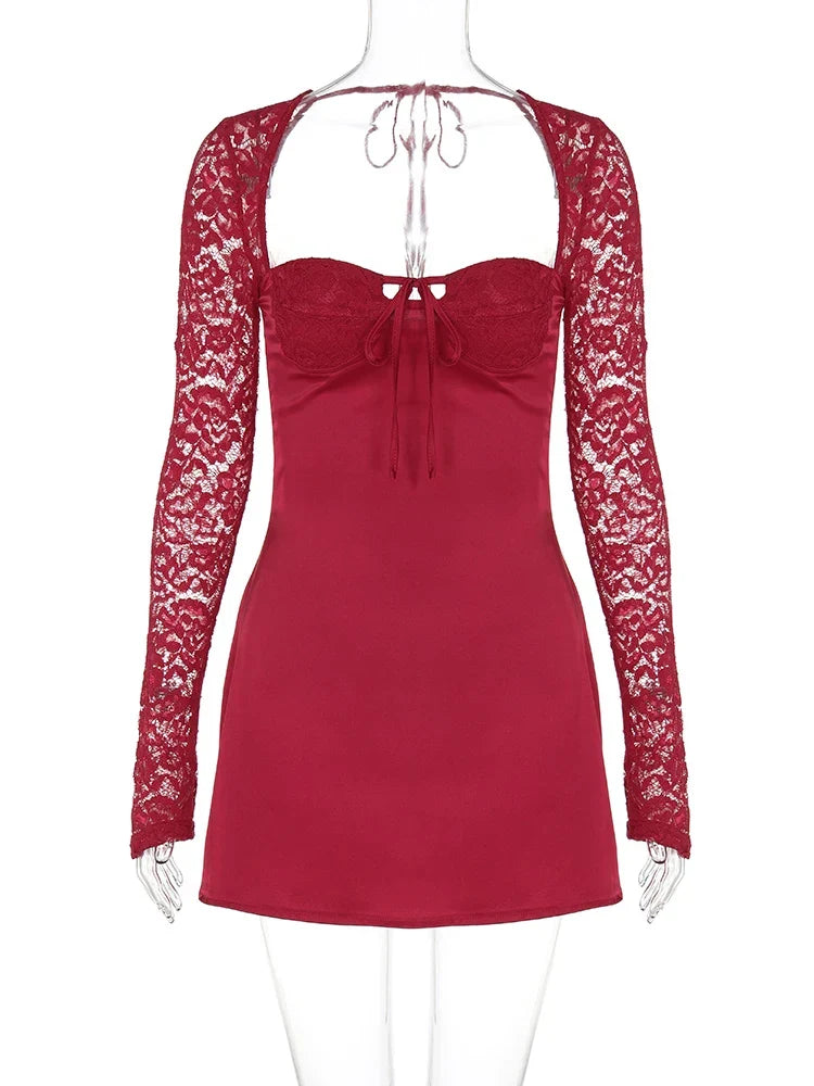 Bodycon Red Long Sleeve Party Club Evening Streetwear Wholesale Items Party Dress