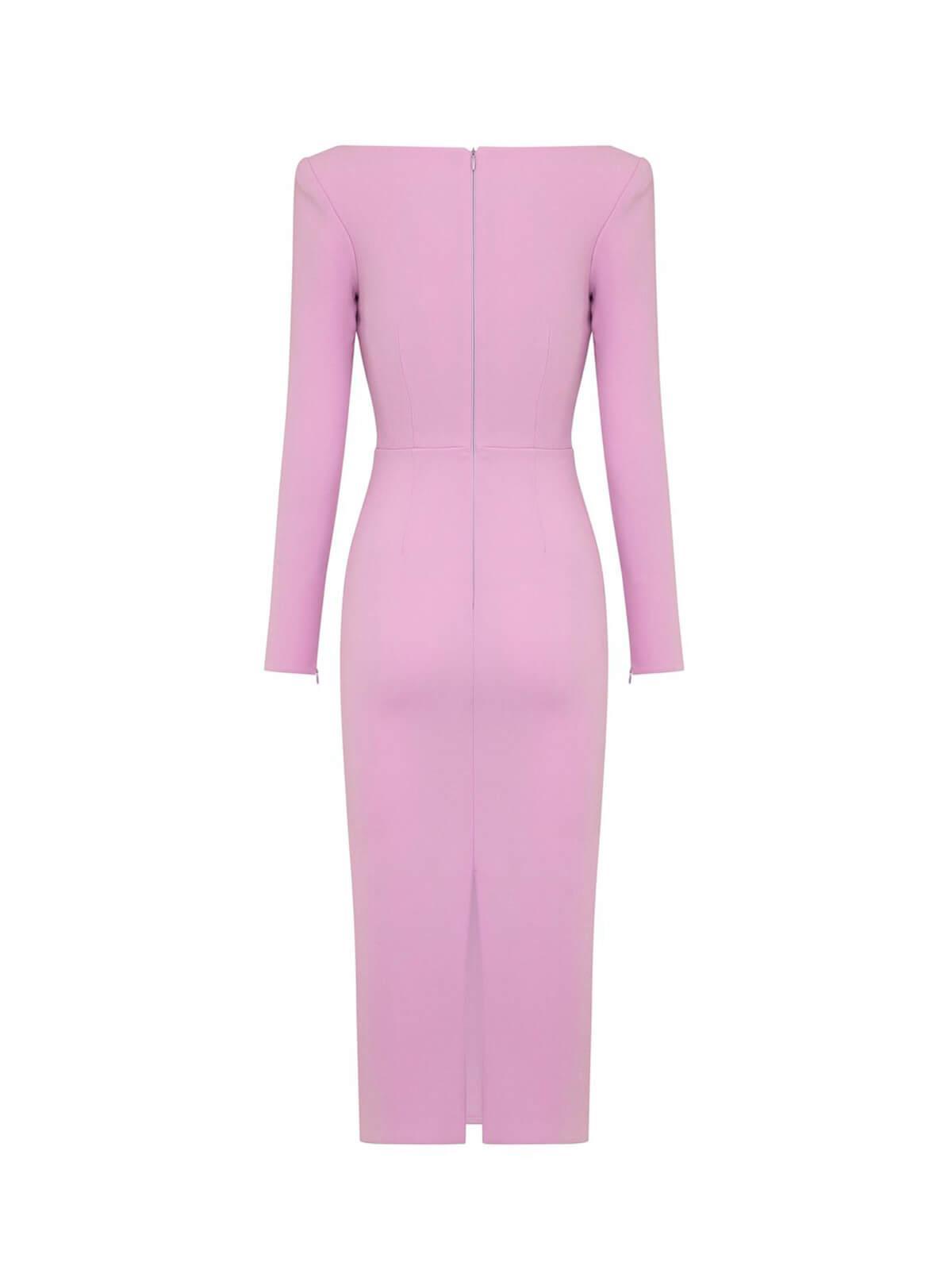 Long Sleeve Cutout Twist Bodycon Midi Dress