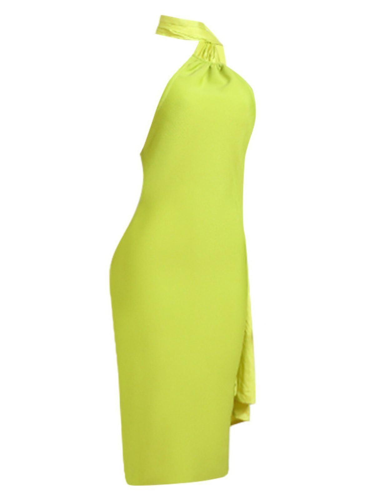 Halter Neck Twisted Knot Drape Sash Bandage Midi Dress