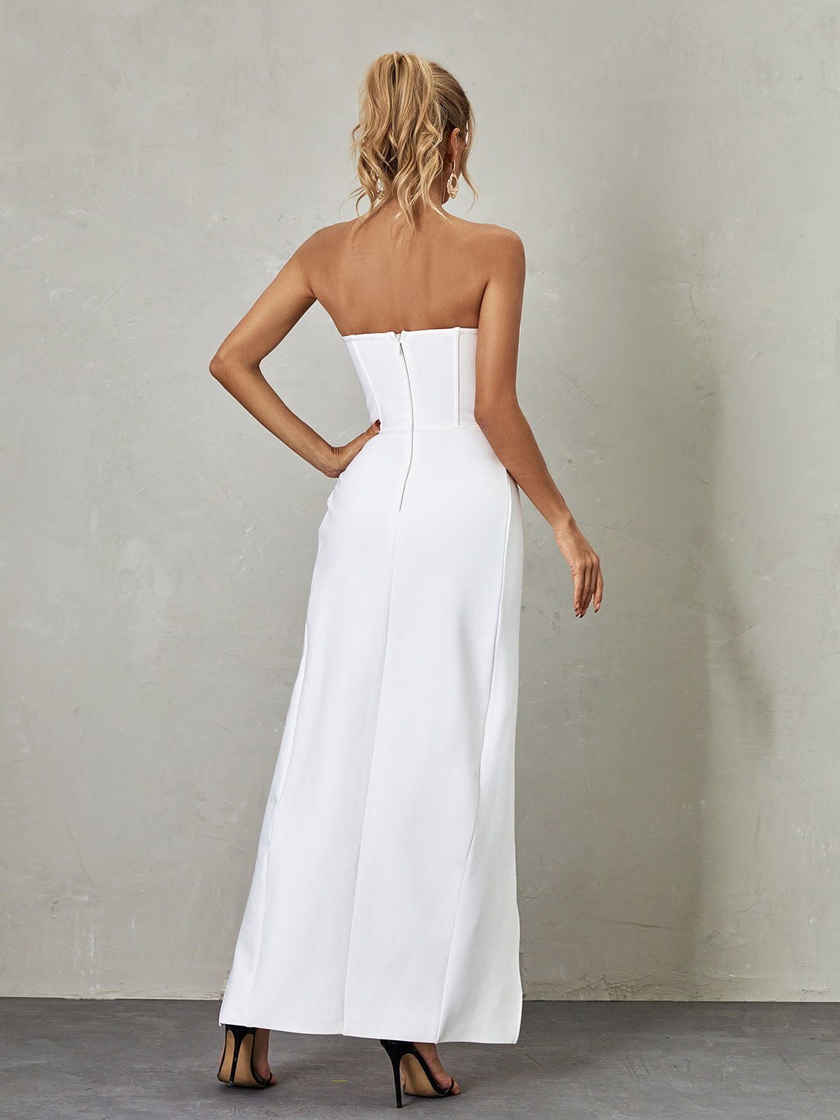 Strapless Flower Bandage Bodycon Dress