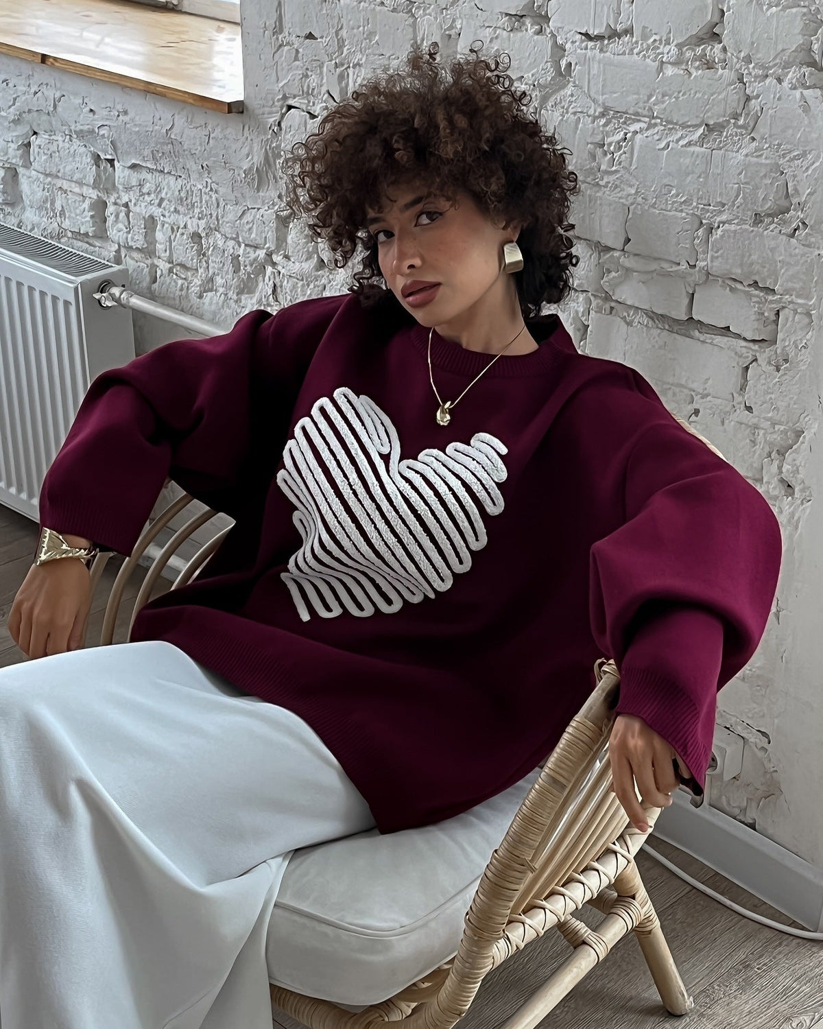 Makenzie Loose Heart Pullover Sweater