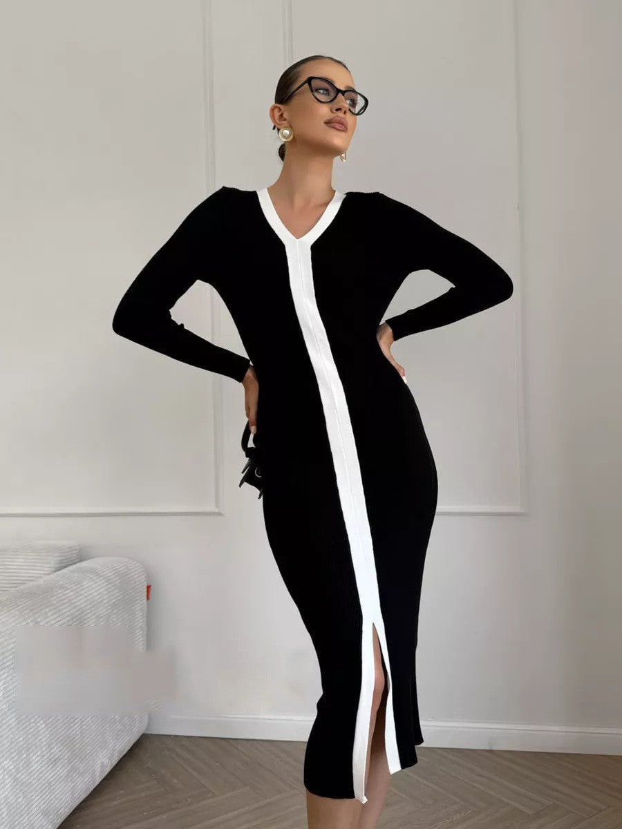 Ariabella Knit Contrast Color Maxi Dress