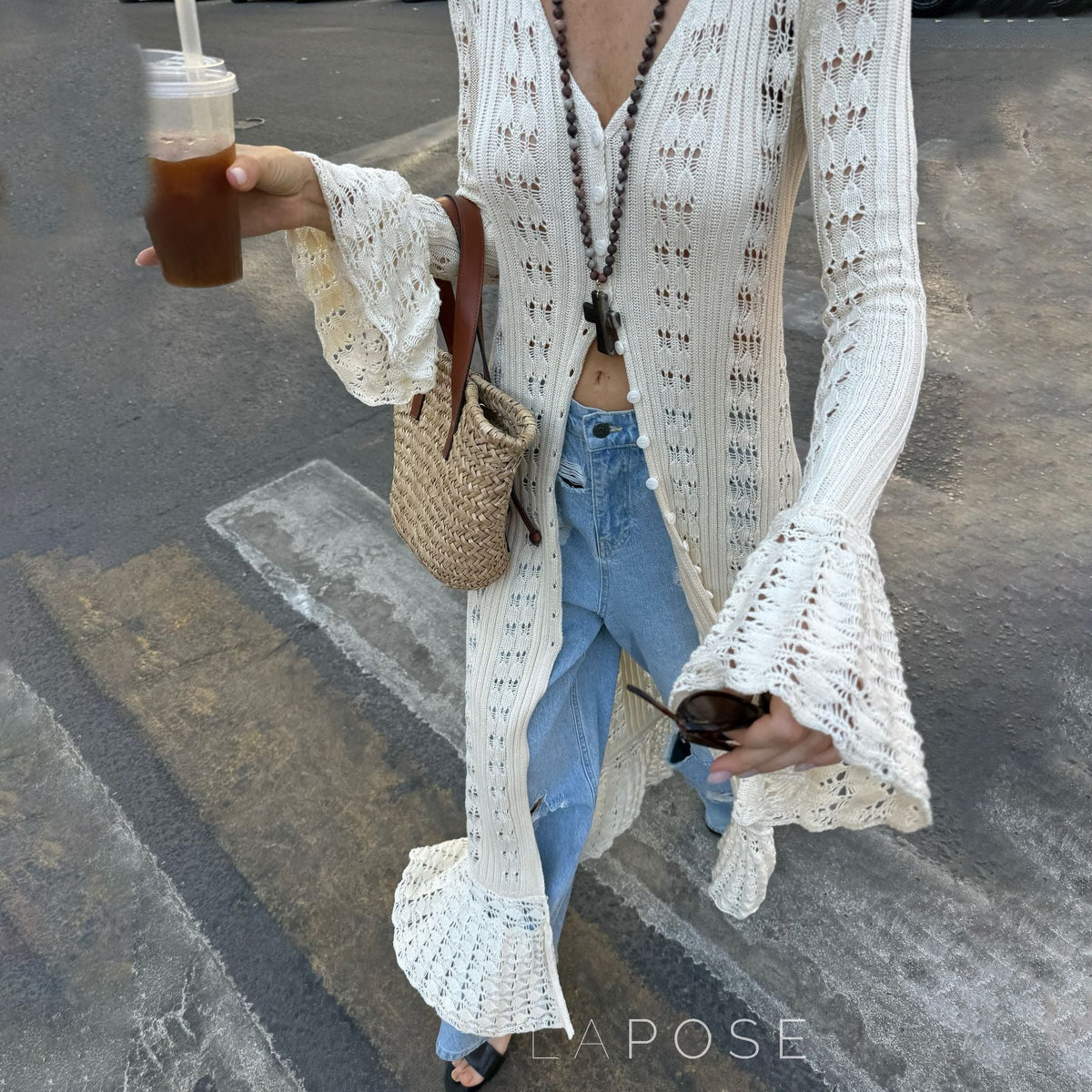Aiden Crochet Long Cardigan