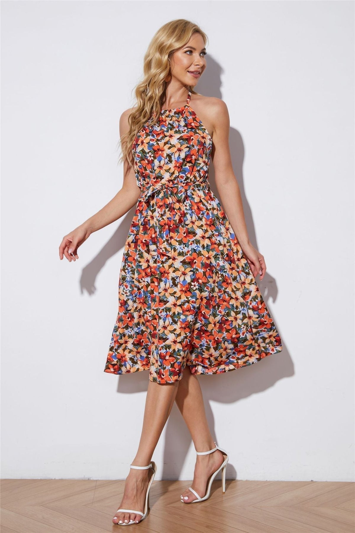 Smocked Puff Sleeve Tiered Midi Dress