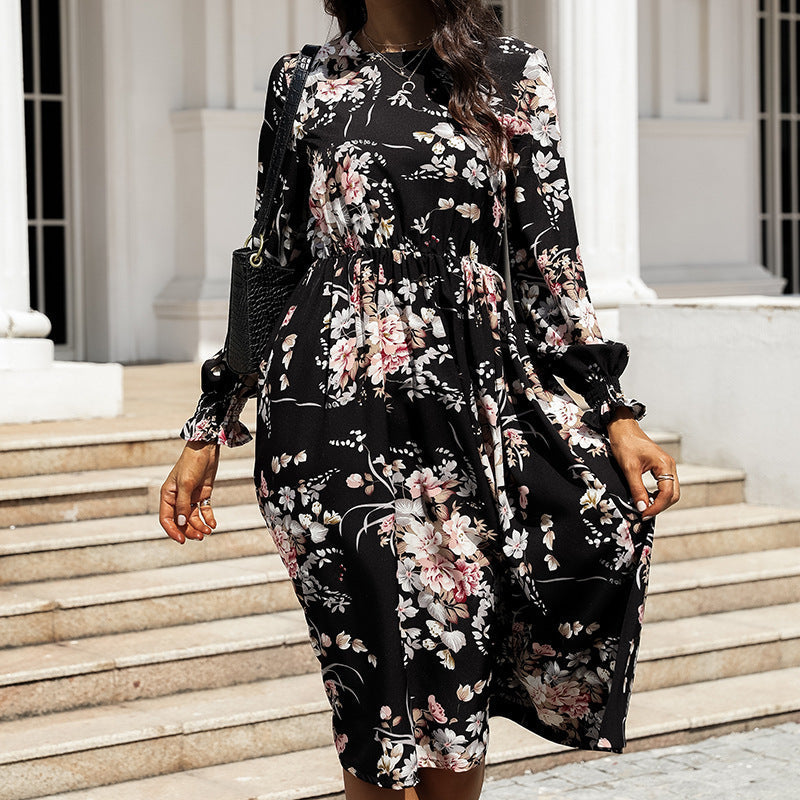 V Neck Flutter Sleeve Tie Waist Floral Wrap Midi Dress