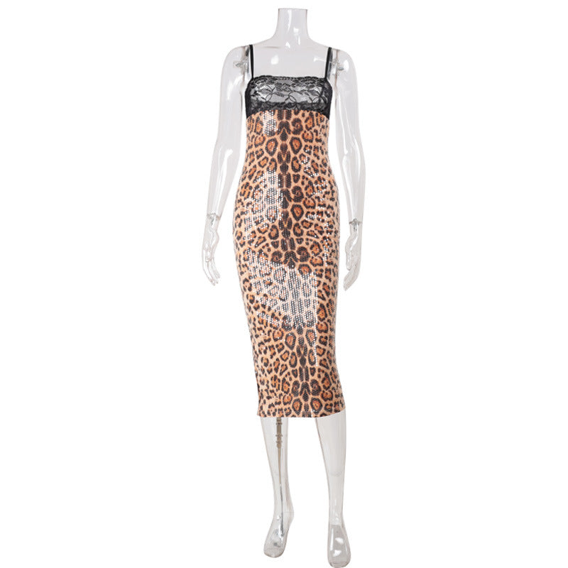 Aviyana Leopard Sequin Maxi Dress