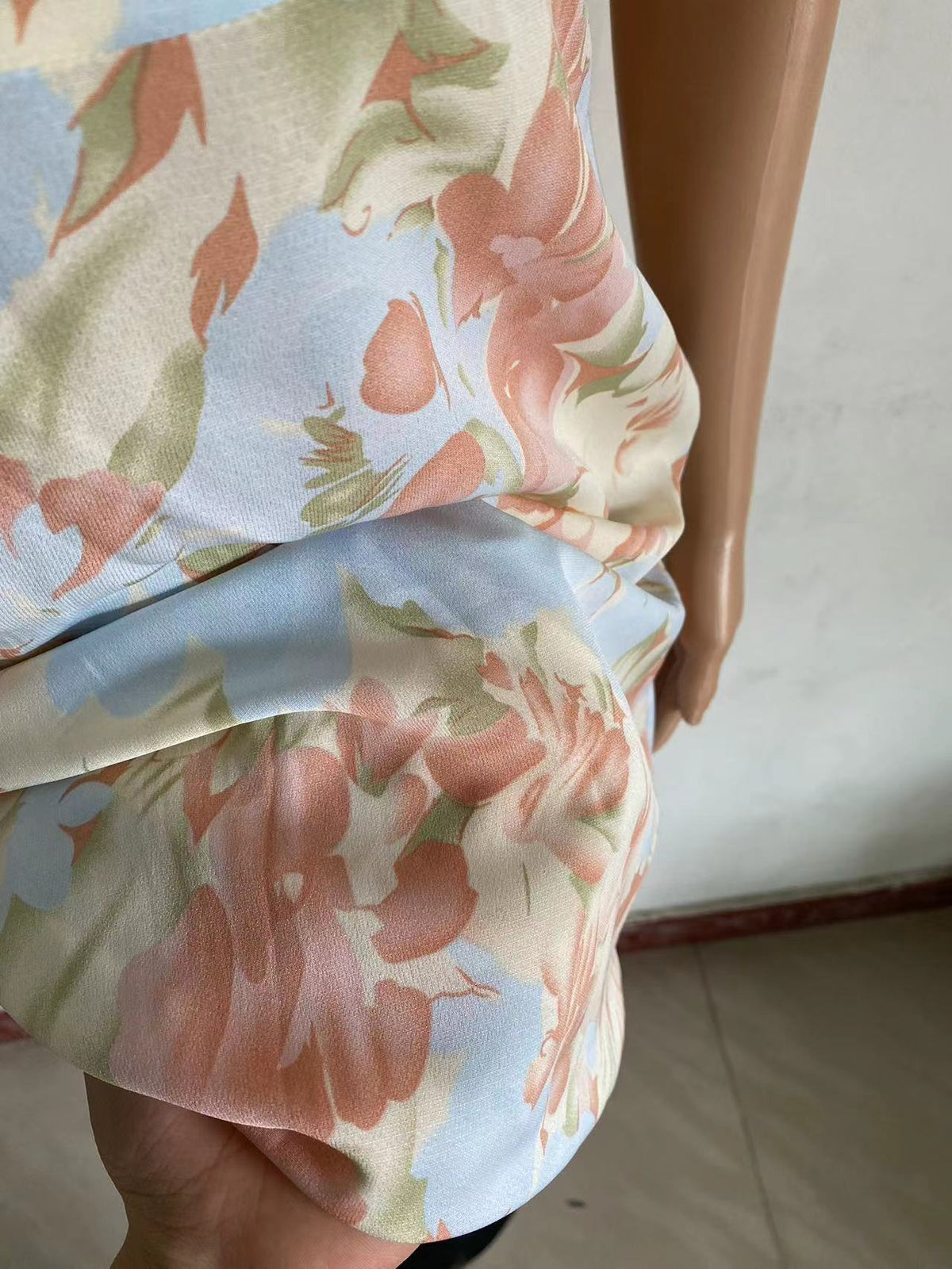 Blue Tie Strap Fit and Flare Floral Print Midi Dress