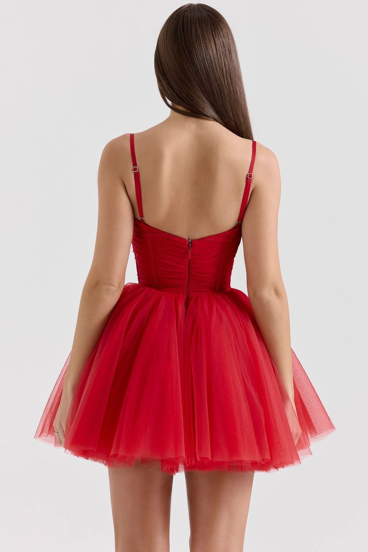 Sweetheart Ruched Corset Bow Waist Tulle Tutu Mini Dress