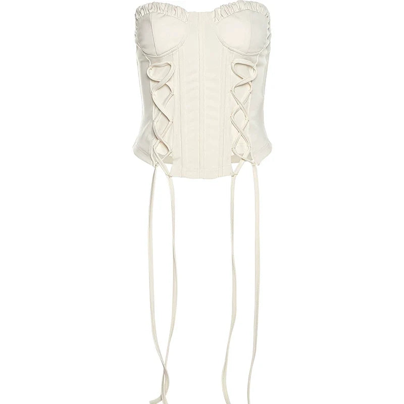 Asymmetrical Lace-Up Tube Top