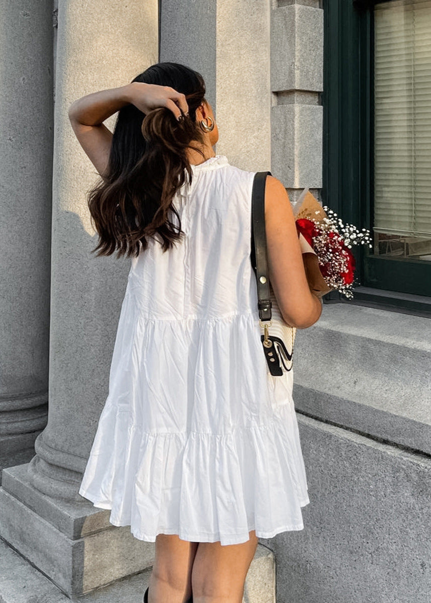 Sleeveless Tiered Ruffle Collar Babydoll Mini Dress