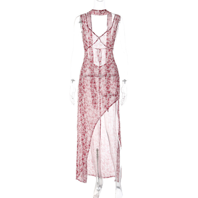 Khalia See-Through Floral Maxi Dress