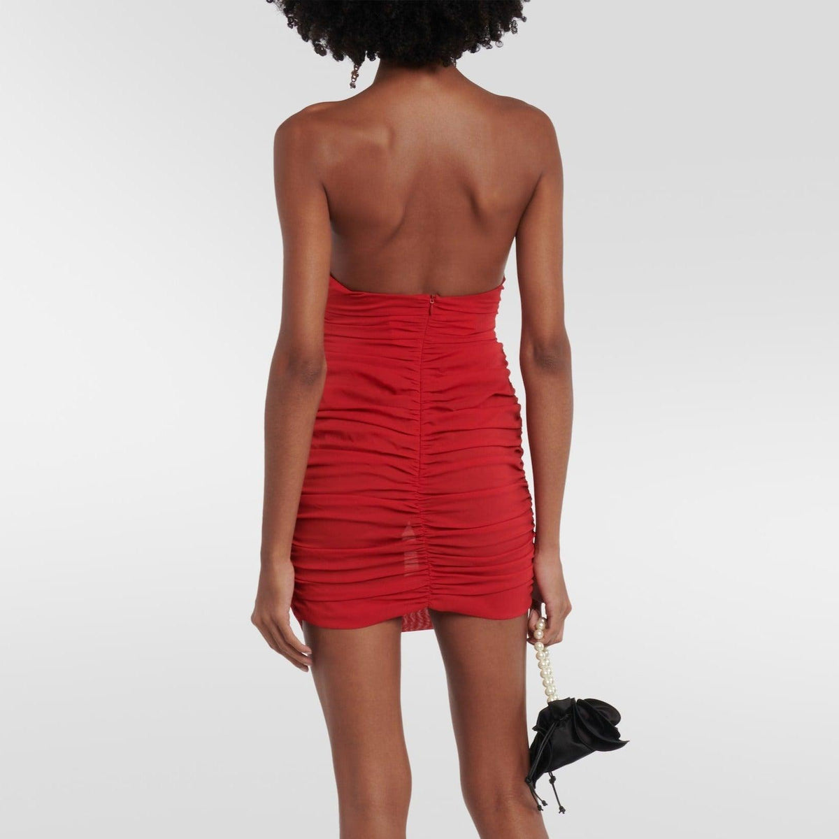 Floral Rosette Halter Keyhole Ruched Mini Dress