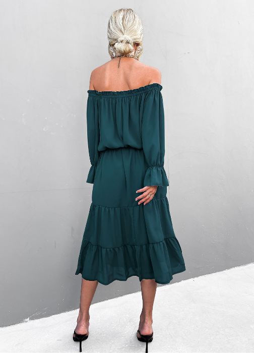 Elegant Lace-Up One-Shoulder Long Dress