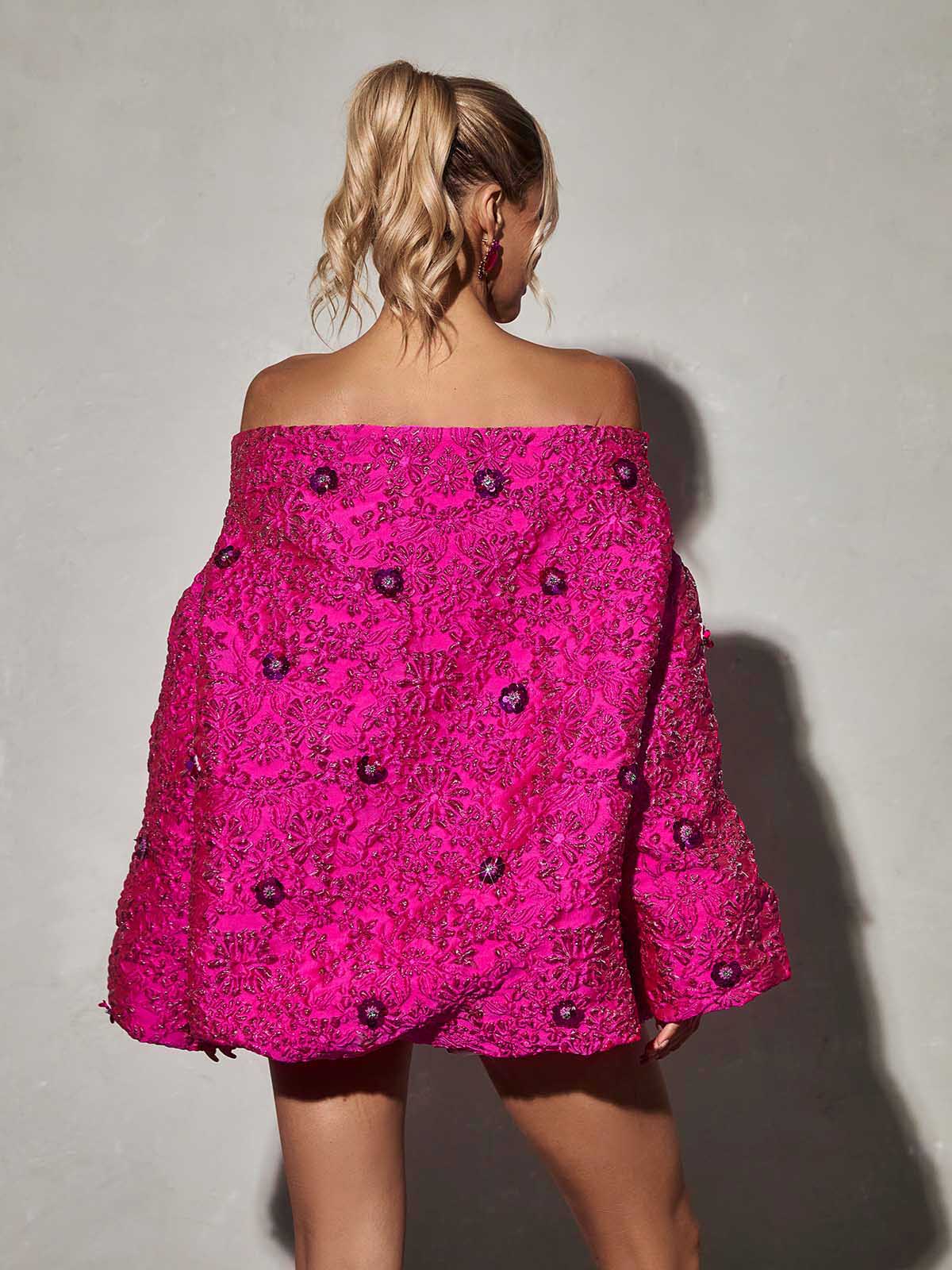 Long Sleeve Jacquard Mini Dress