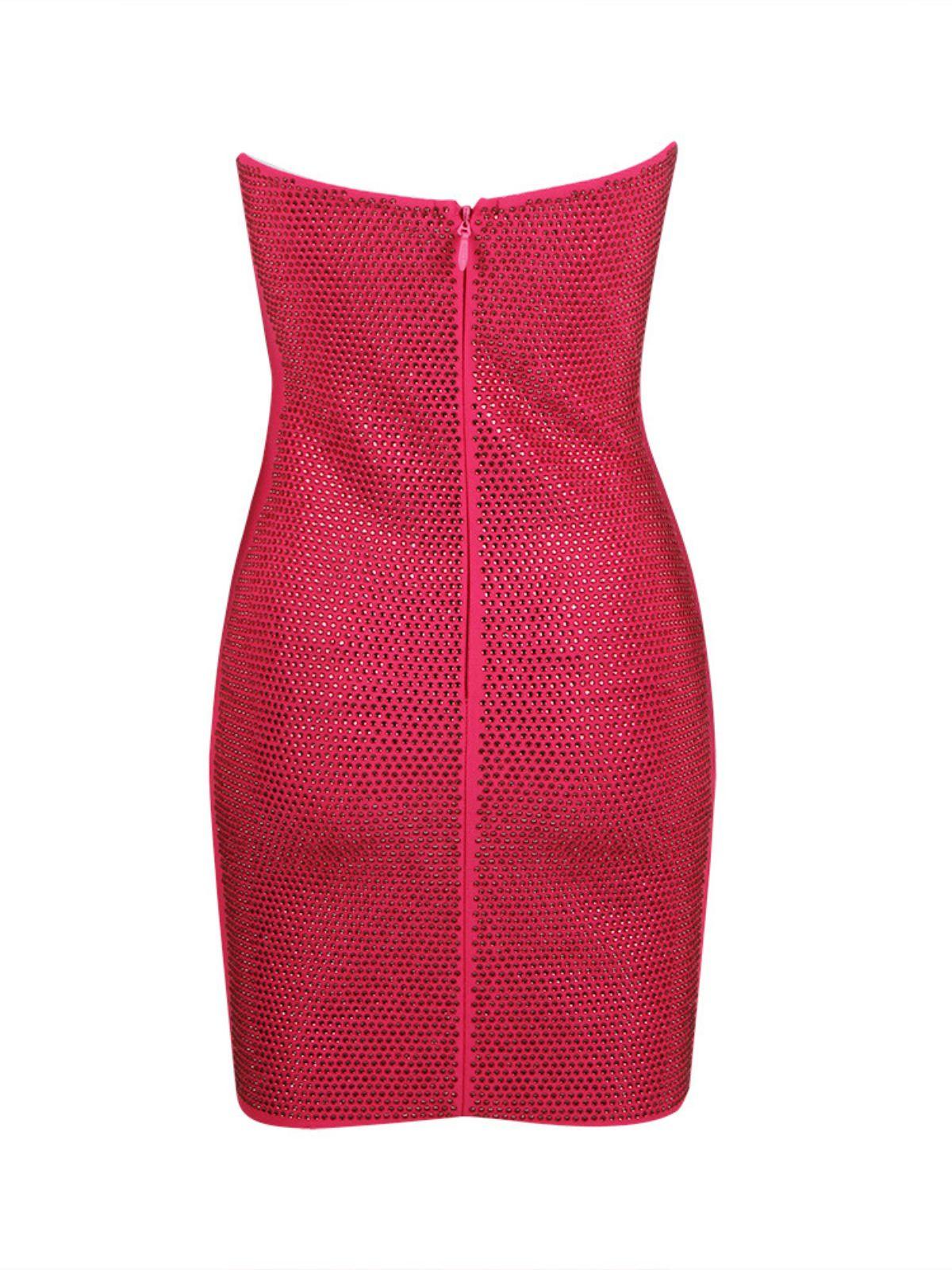Strapless Rhinestone Bandage Tube Mini Dress