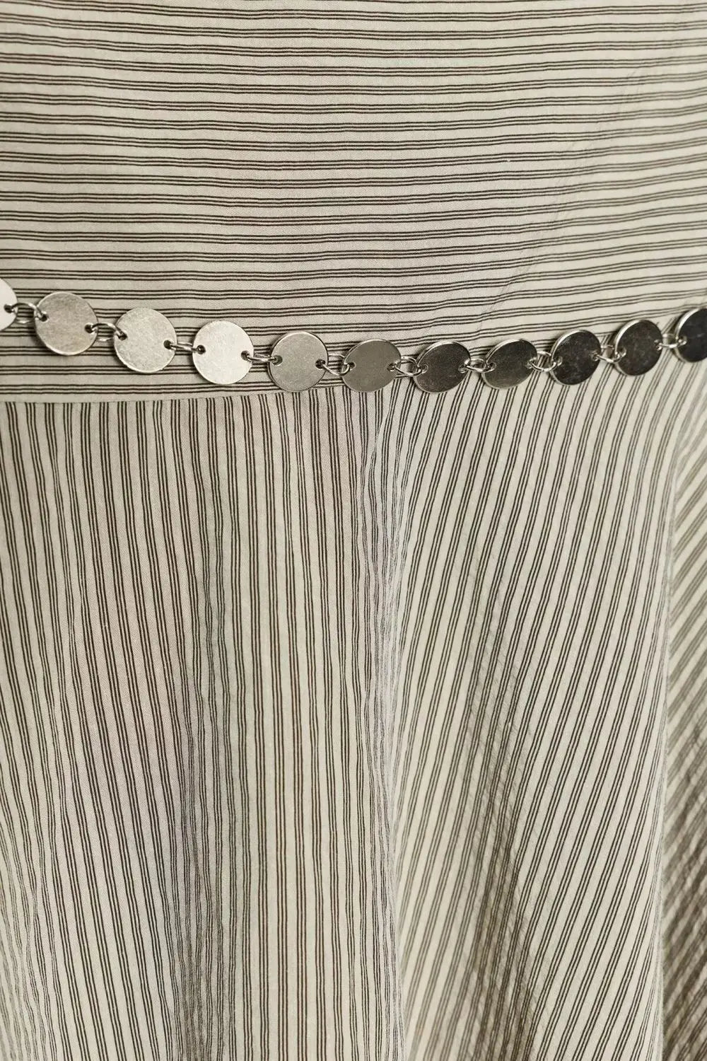 ins Style Temperament Fashion Women's Clothing Simple Striped Belt Asymmetrical Midi Skirt
