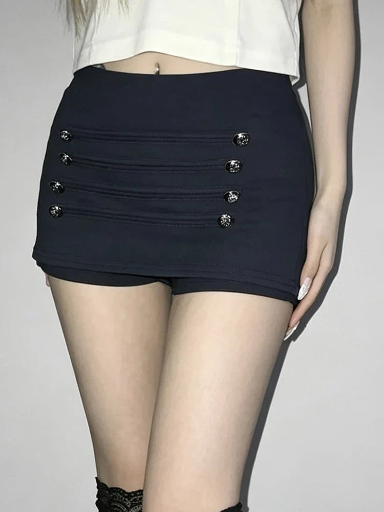 Chic Trend Skirt Women Hottie Sexy Button Patchwork Fashion Wild Midnight High Street Clubwear Simple Daily Outfits